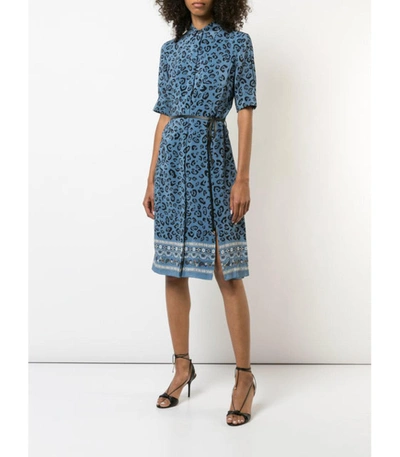 Shop Altuzarra Blue Leopard-print Silk Crepe De Chine Midi Dress