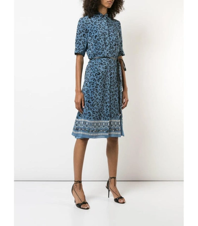 Shop Altuzarra Blue Leopard-print Silk Crepe De Chine Midi Dress