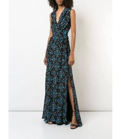 Shop Altuzarra Floral Flared Maxi Dress In Black