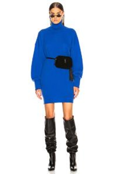 Shop Maison Margiela Elbow Patch Sweater Dress In Blue
