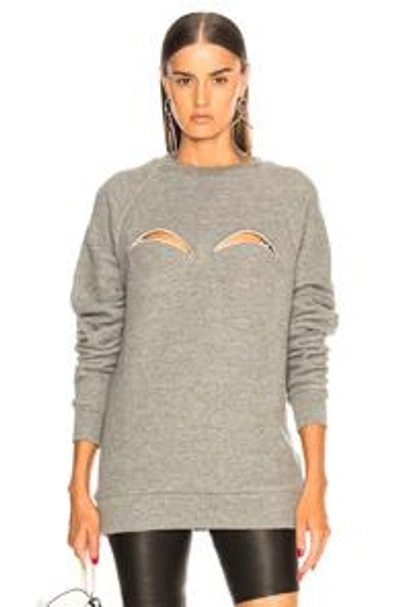 Melange Fleece Cutout Sweatshirt