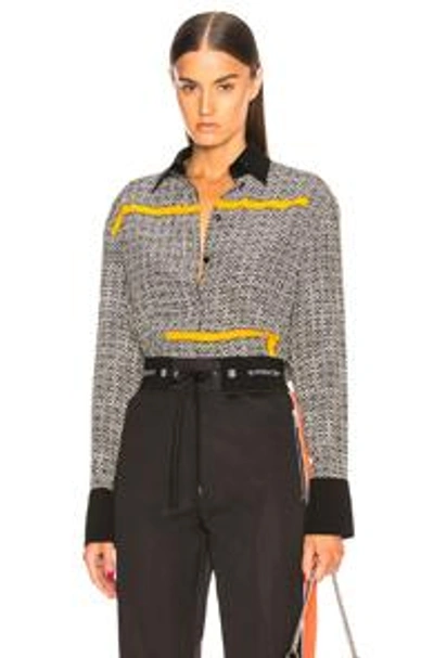 Shop Givenchy Crepe De Chine Scarf Blouse In Black & Yellow