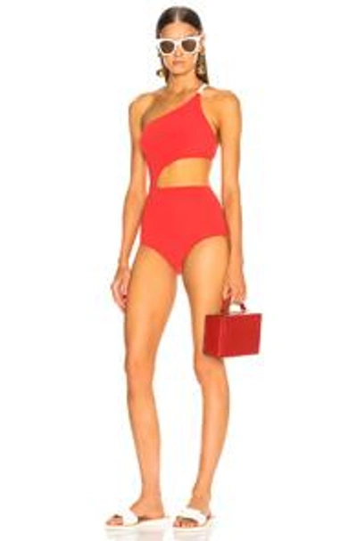 Shop Flagpole For Fwrd Ali Swimsuit In Red And Ivory