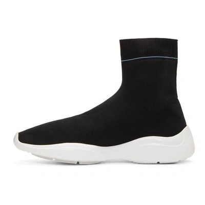 Shop Prada Black Knit High-top Sneakers