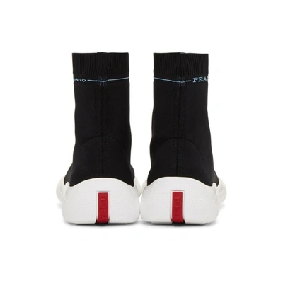 Shop Prada Black Knit High-top Sneakers