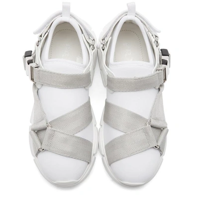 Shop Prada White Buckled Neoprene Sneakers In F0w5v White