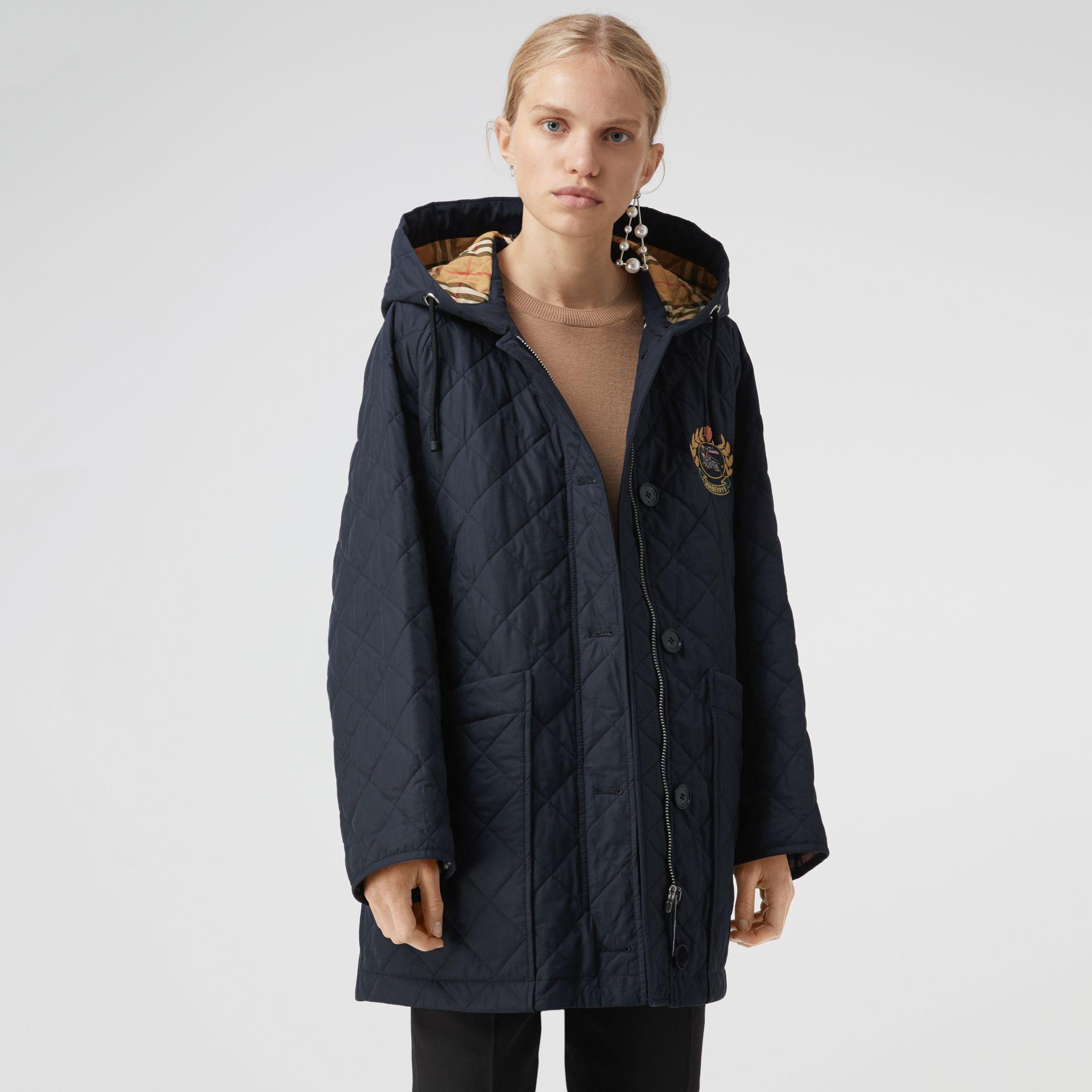 diamond quilted oversized hooded parka