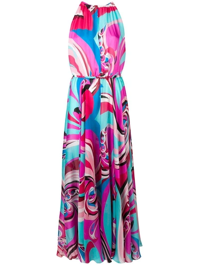 Shop Emilio Pucci Printed Maxi Dress - Blue