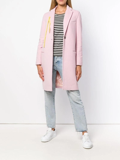 Shop Mira Mikati Hand Embroidered Flower Patch Sb Coat In Pink & Purple