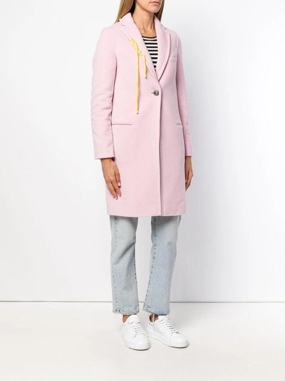 Shop Mira Mikati Hand Embroidered Flower Patch Sb Coat In Pink & Purple