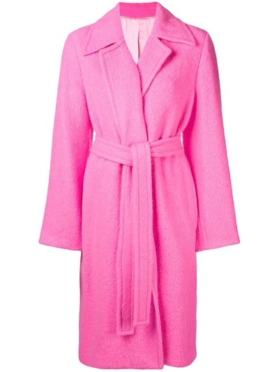 Shop Helmut Lang Open Front Overcoat In Pink & Purple