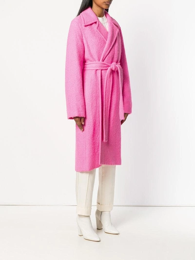 Shop Helmut Lang Open Front Overcoat In Pink & Purple