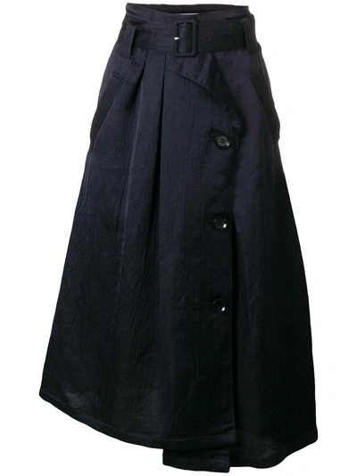 Shop Christian Wijnants Asymmetric Midi Skirt - Blue