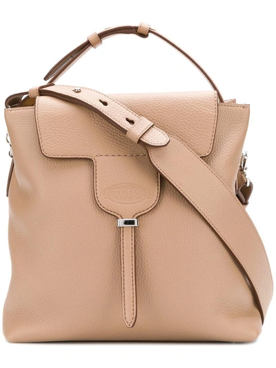 Shop Tod's Square Flap Tote Bag In Neutrals