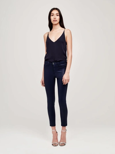 Shop L Agence Margot Coated Jean In Navy Coated