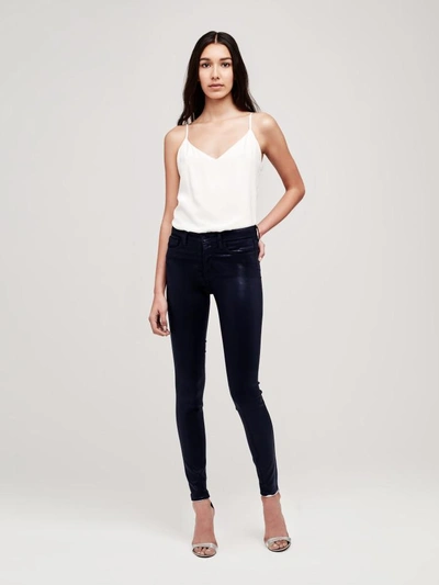 Shop L Agence Marguerite Coated Jean In Navy Coated
