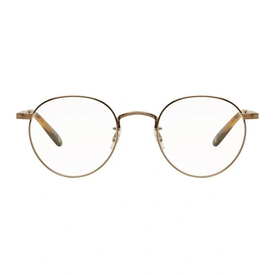 Shop Garrett Leight Gold Wilson M 49 Glasses In Gold/pine