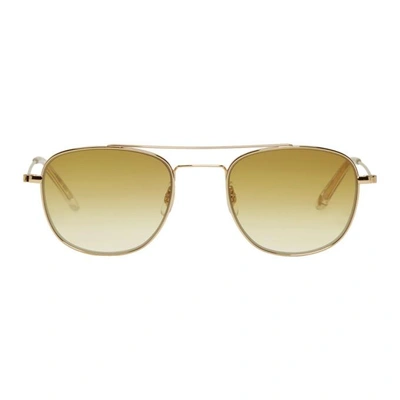 Shop Garrett Leight Gold Club House Sunglasses In Gold/capp