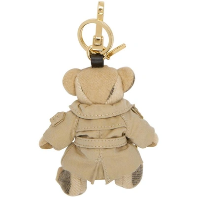 Shop Burberry Tan Thomas Trench Coat Keychain In Camel