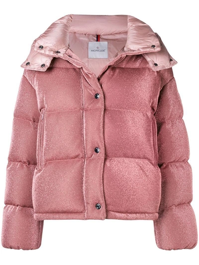 Moncler Caille Metallic Puffer Coat W/ Removable Hood, Blush In Pink |  ModeSens