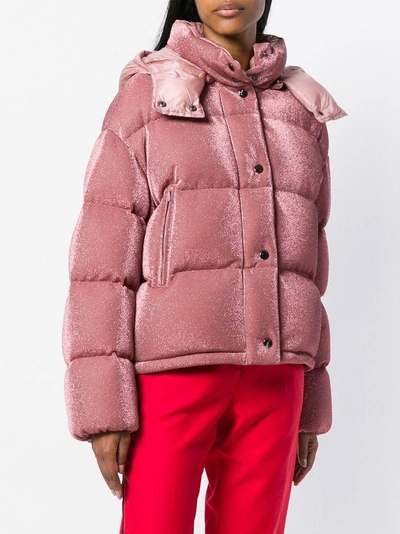 Moncler Caille Metallic Puffer Coat W/ Removable Hood, Blush In Pink |  ModeSens