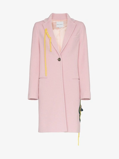 Shop Mira Mikati Single Breasted Floral Applique Virgin Wool Cashmere-blend Coat In Pink/purple