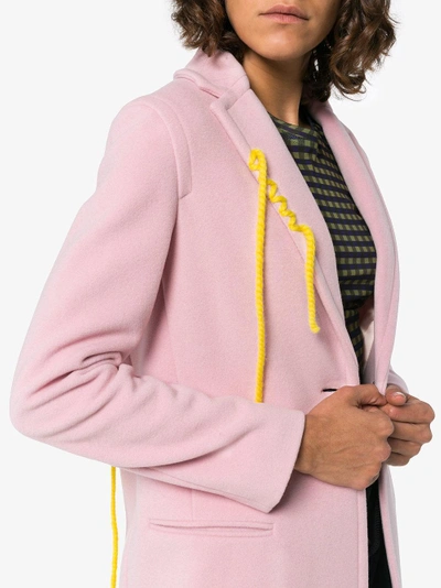 Shop Mira Mikati Single Breasted Floral Applique Virgin Wool Cashmere-blend Coat In Pink/purple