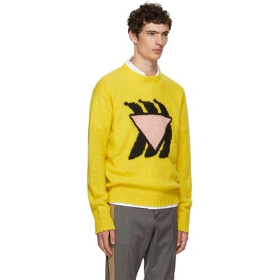 Shop Prada Yellow And Pink Bananas Crewneck In F0xjr-yel