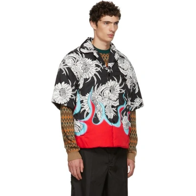 Shop Prada Black Floral Shirt Jacket In F0n98 Nero