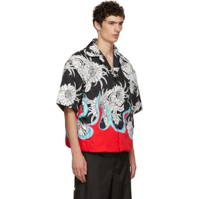 Shop Prada Black Floral Shirt Jacket In F0n98 Nero