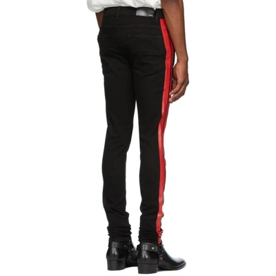 Amiri Stack Track Skinny-fit Striped Distressed Stretch-denim Jeans In Black  | ModeSens