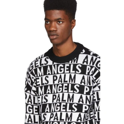 Shop Palm Angels Black And White Logo Sweater In 1001 Blk/wt