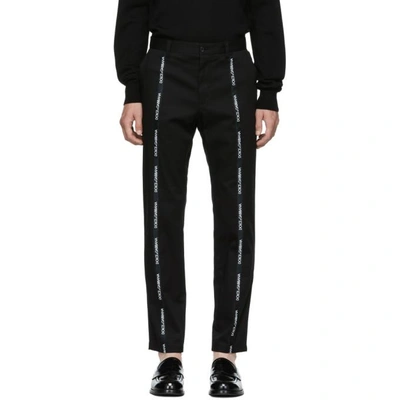 Shop Dolce & Gabbana Dolce And Gabbana Black Front Logo Trousers In N0000 Blk