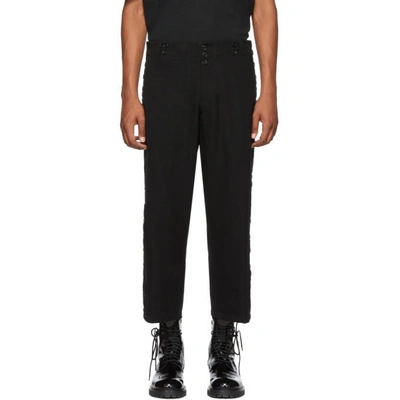 Shop Ann Demeulemeester Black Wool And Cotton Trousers