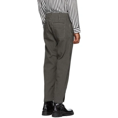 Shop Ann Demeulemeester Black And Beige Cotton Buckley Trousers