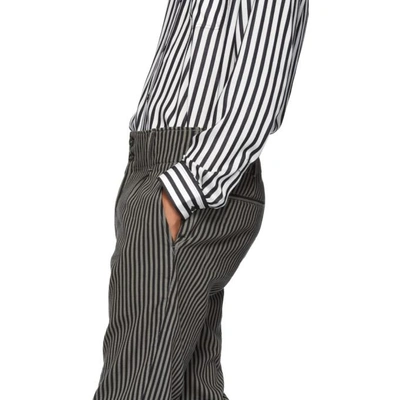 ANN DEMEULEMEESTER 黑色和米色相间的棉质 BUCKLEY 长裤