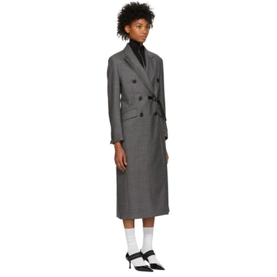 Shop Prada Grey Buckle Coat In F0031 Grey