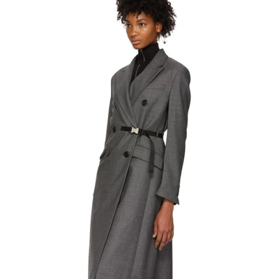 Shop Prada Grey Buckle Coat In F0031 Grey