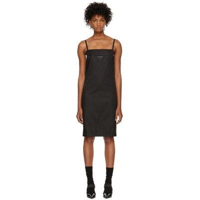 Shop Prada Black Strappy Short Dress In F0002 Black