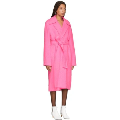 Shop Helmut Lang Pink Alpaca And Wool Coat In Disco Pink