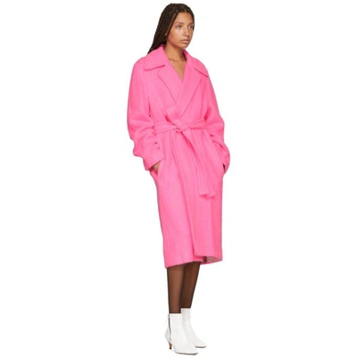 Shop Helmut Lang Pink Alpaca And Wool Coat In Disco Pink