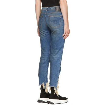 Shop R13 Blue Boy Straight Frayed Hem Jeans In Emerson Str