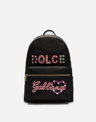 Shop Dolce & Gabbana Vulcano Backpack With Logo Patch In Black
