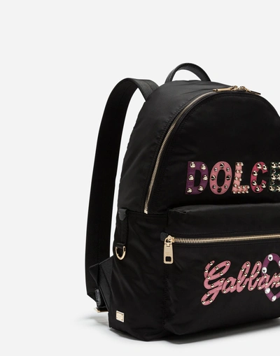 Shop Dolce & Gabbana Vulcano Backpack With Logo Patch In Black