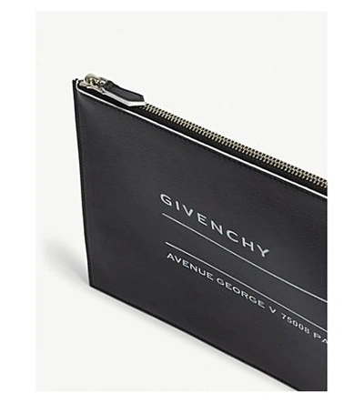 Shop Givenchy Black Logo Print Leather Pouch