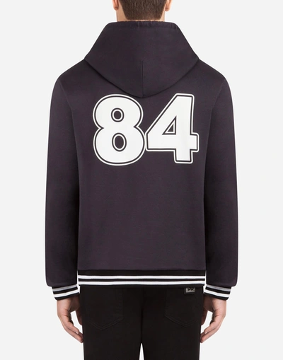 Shop Dolce & Gabbana Printed Cotton Sweatshirt With Hood In Black