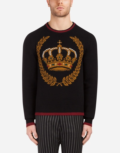 Shop Dolce & Gabbana Intarsia Knit In Wool And Cashmere In Multi-colored