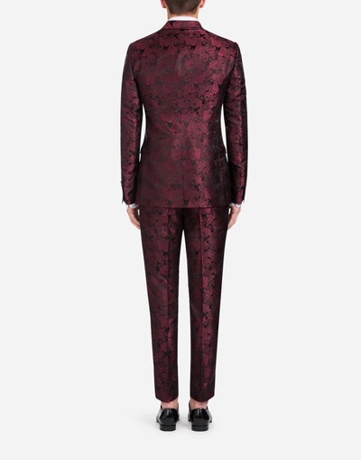 Shop Dolce & Gabbana Jacquard Silk Martini Suit In Bordeaux