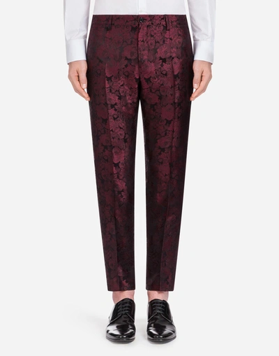 Shop Dolce & Gabbana Jacquard Silk Martini Suit In Bordeaux