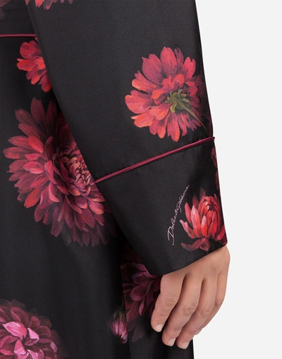 Shop Dolce & Gabbana Printed Silk Robe In Black